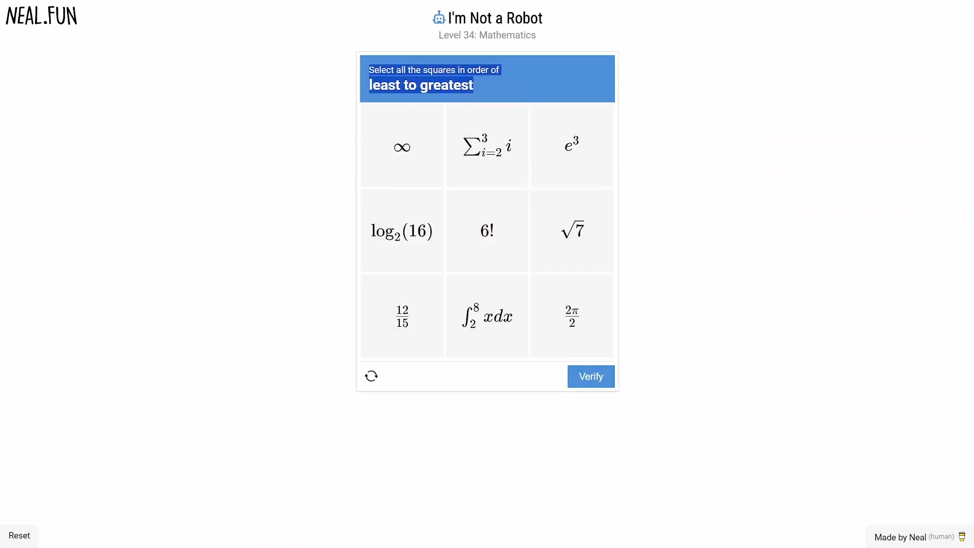 I'M Not a Robot game interface, Level 34: Mathematics