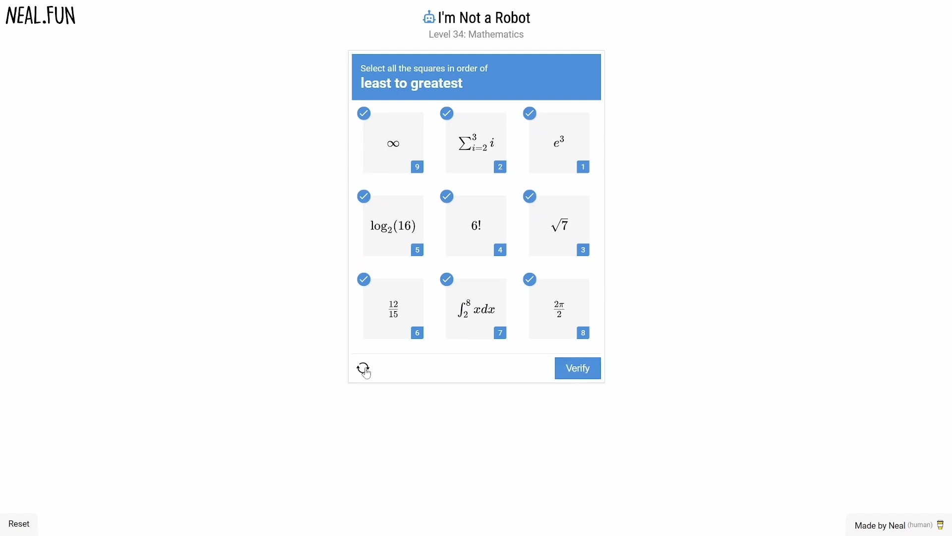 Game interface with selected squares in Level 34