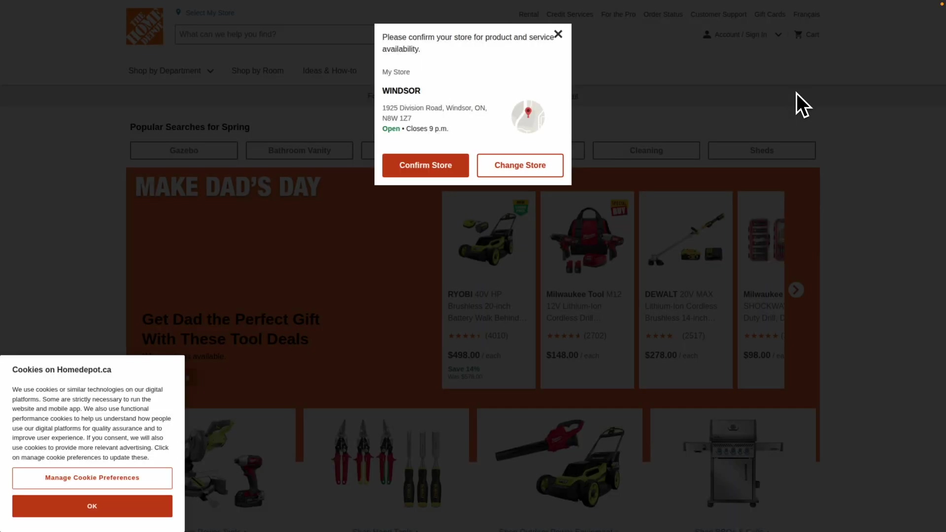 Home Depot Pop-up Interaction Example