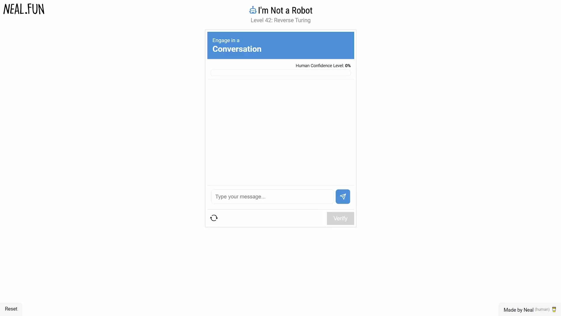 Game interface for 'I'm Not a Robot' Level 42