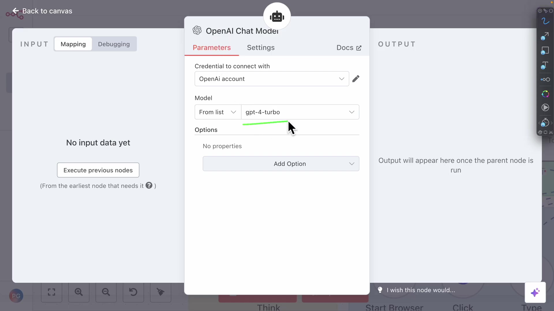 OpenAI Chat Model Configuration