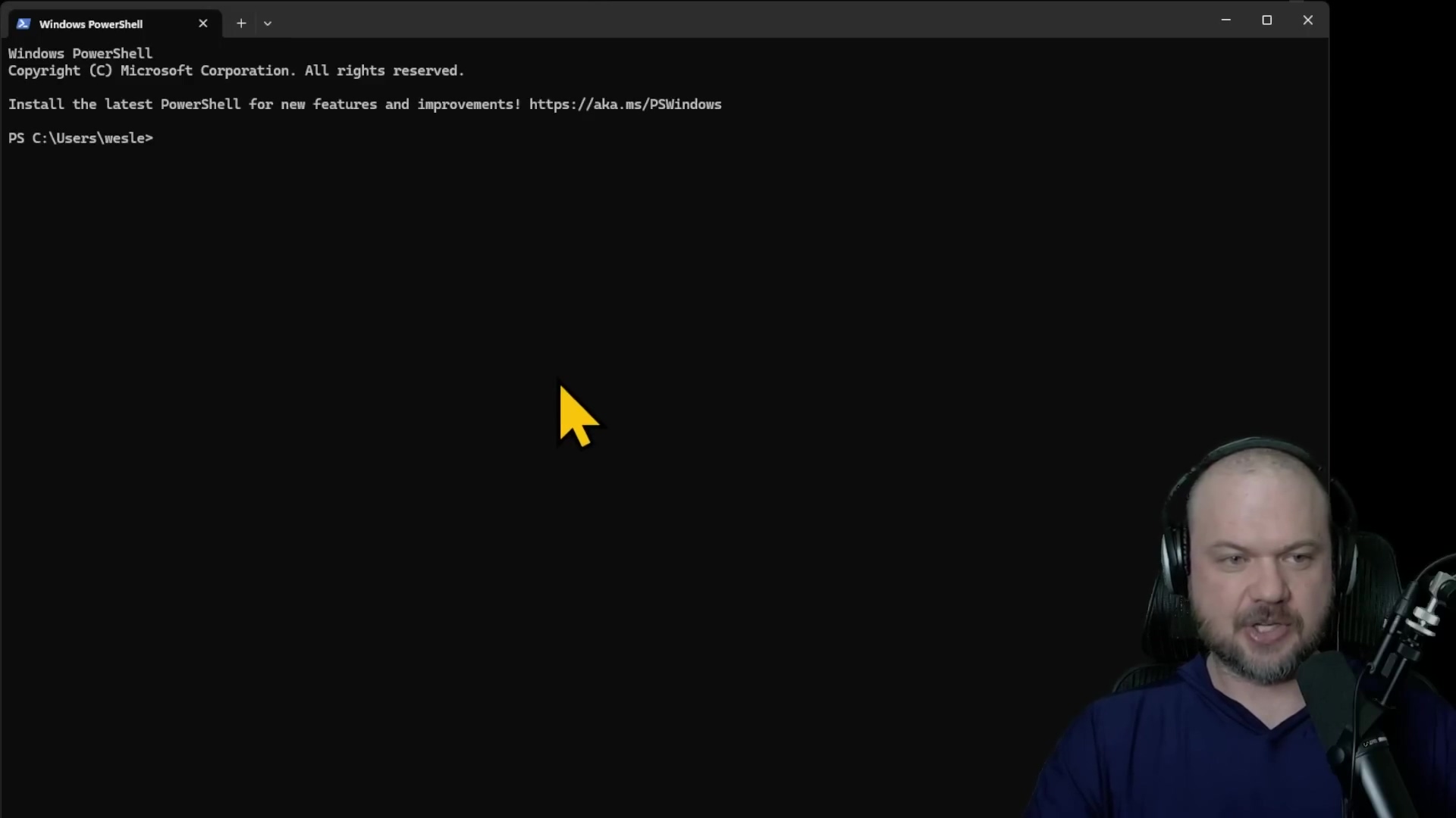 Speaker explaining terminal output