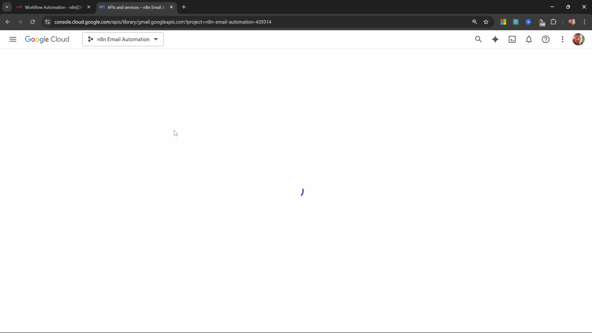 Google Cloud console enabling Gmail API