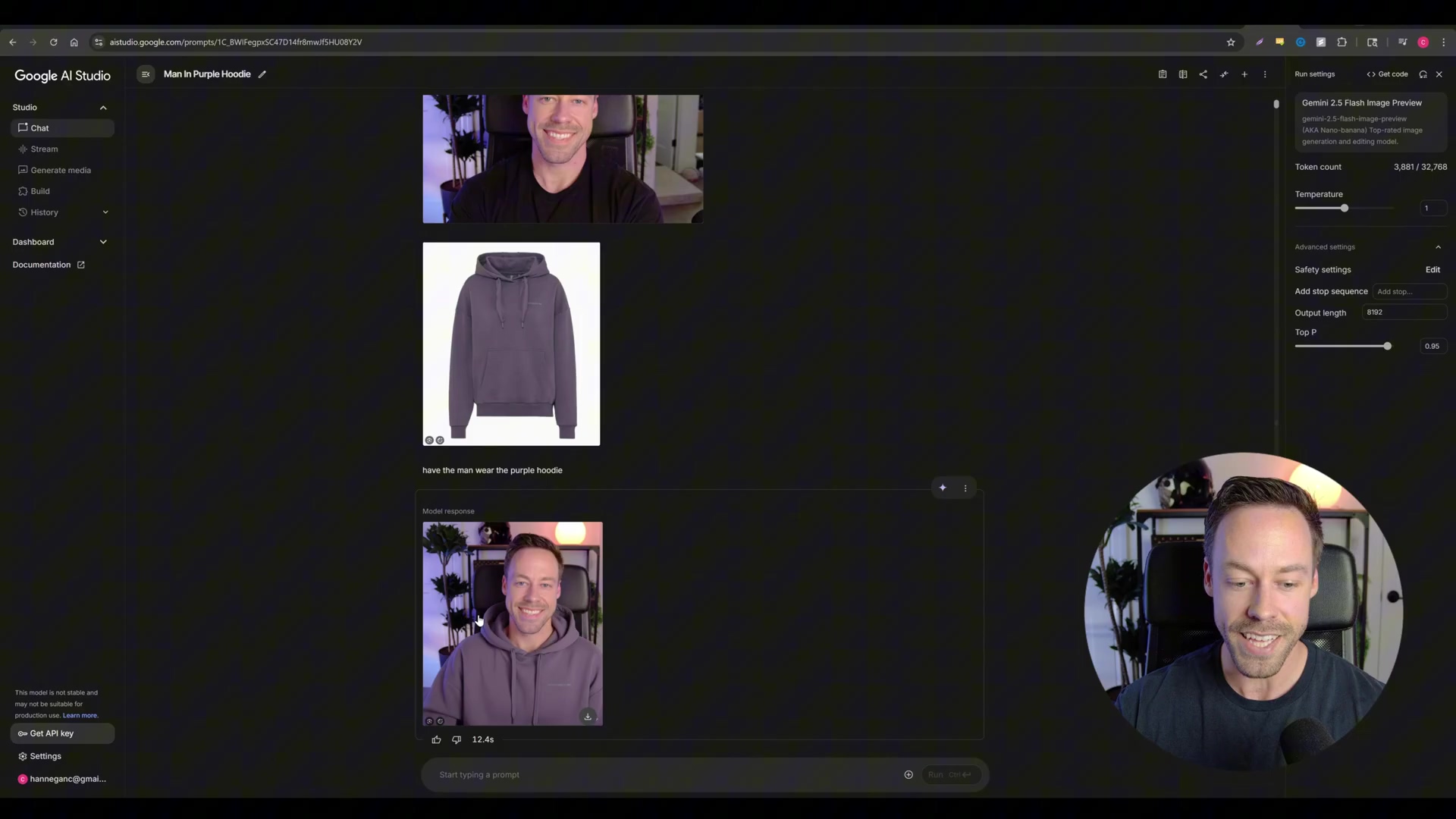 Google AI Studio demonstrating character consistency in imag