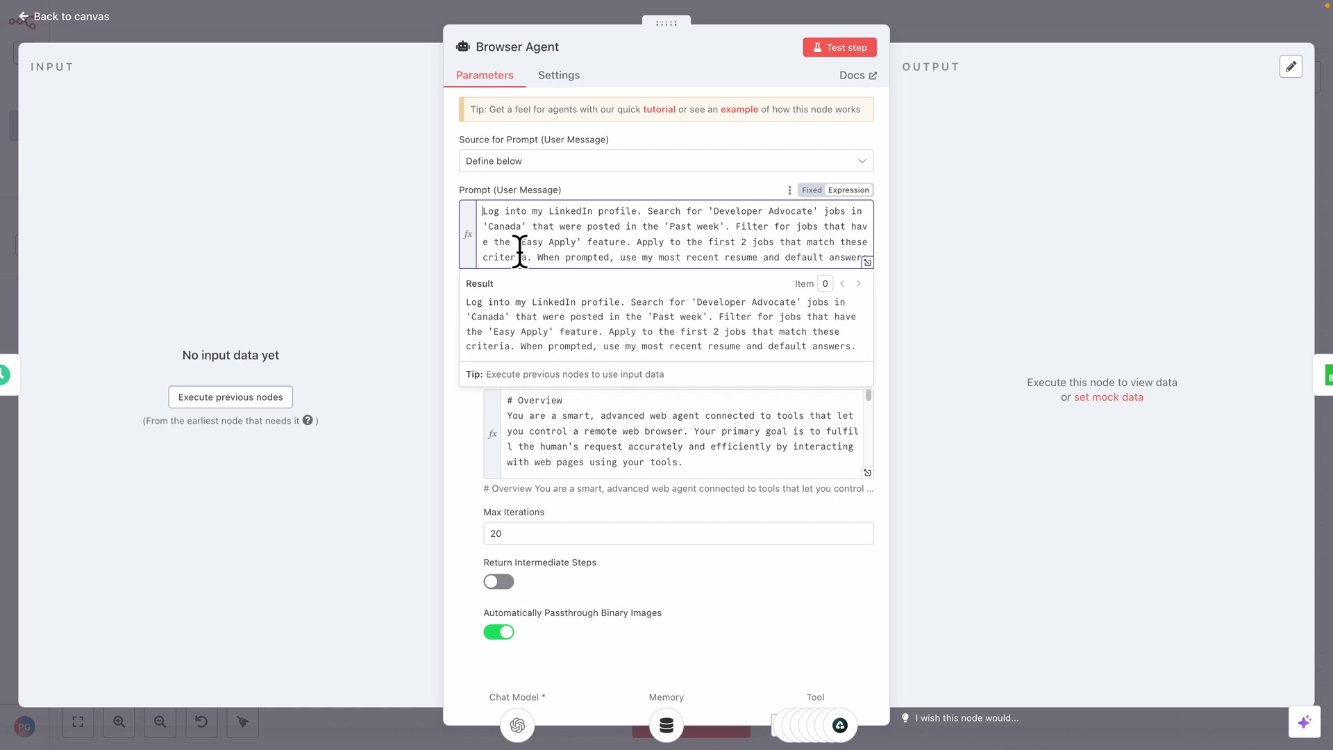 Browser Agent Prompt Configuration