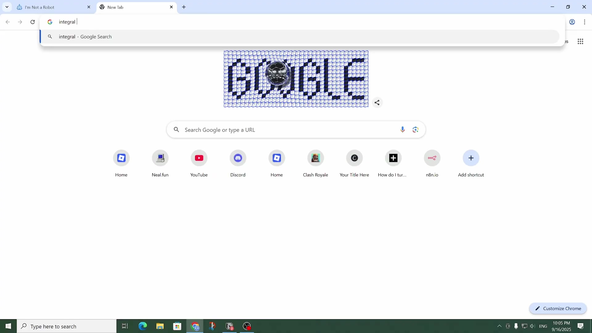 Google search page for 'integral'