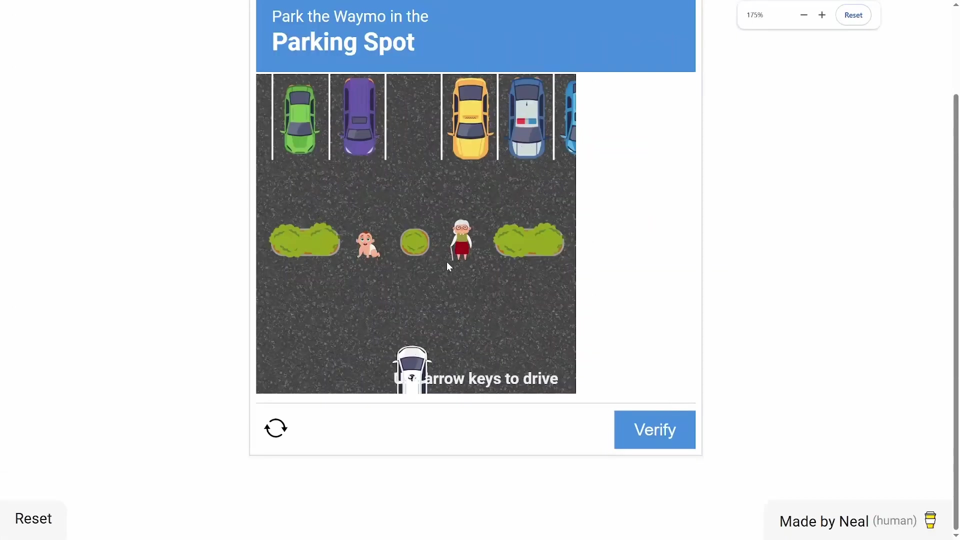 Neal.fun's Park the Waymo in the Parking Spot game screensho