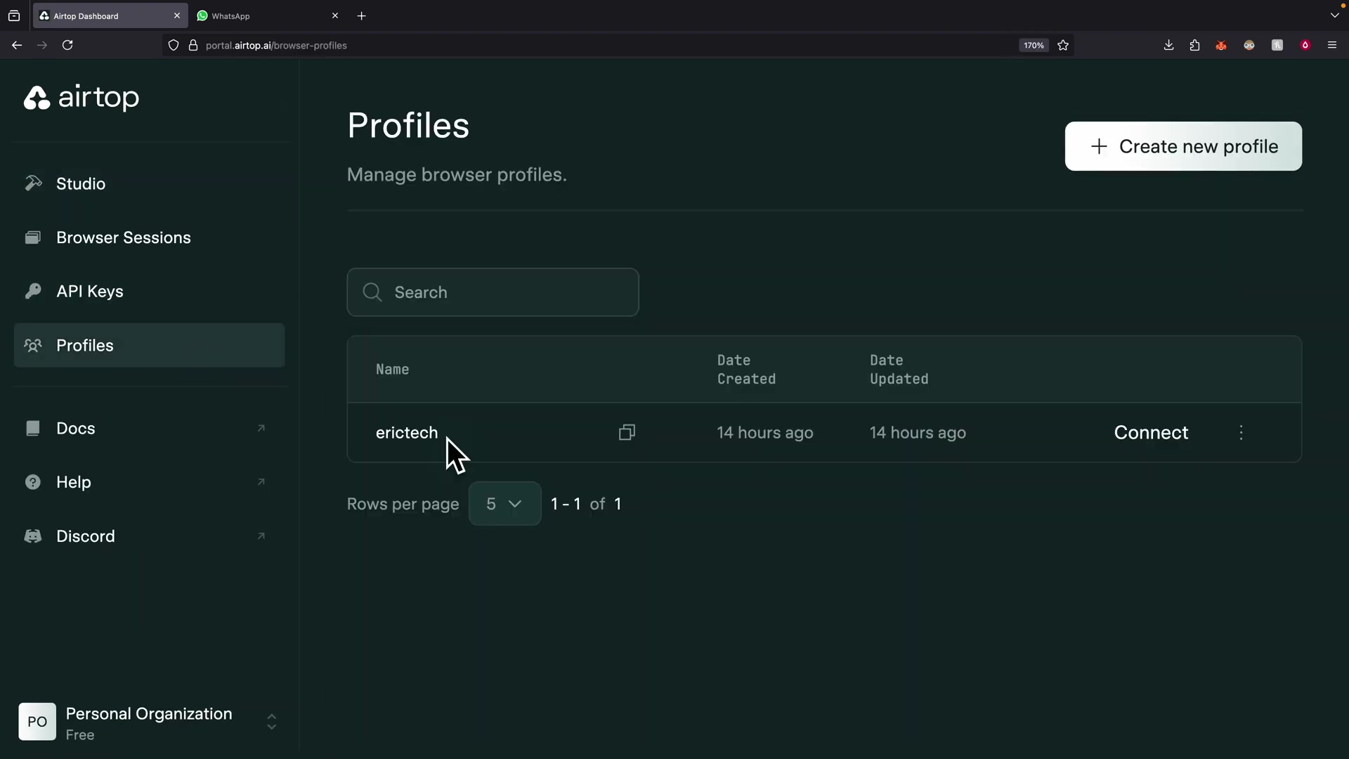 Airtop Profiles Section