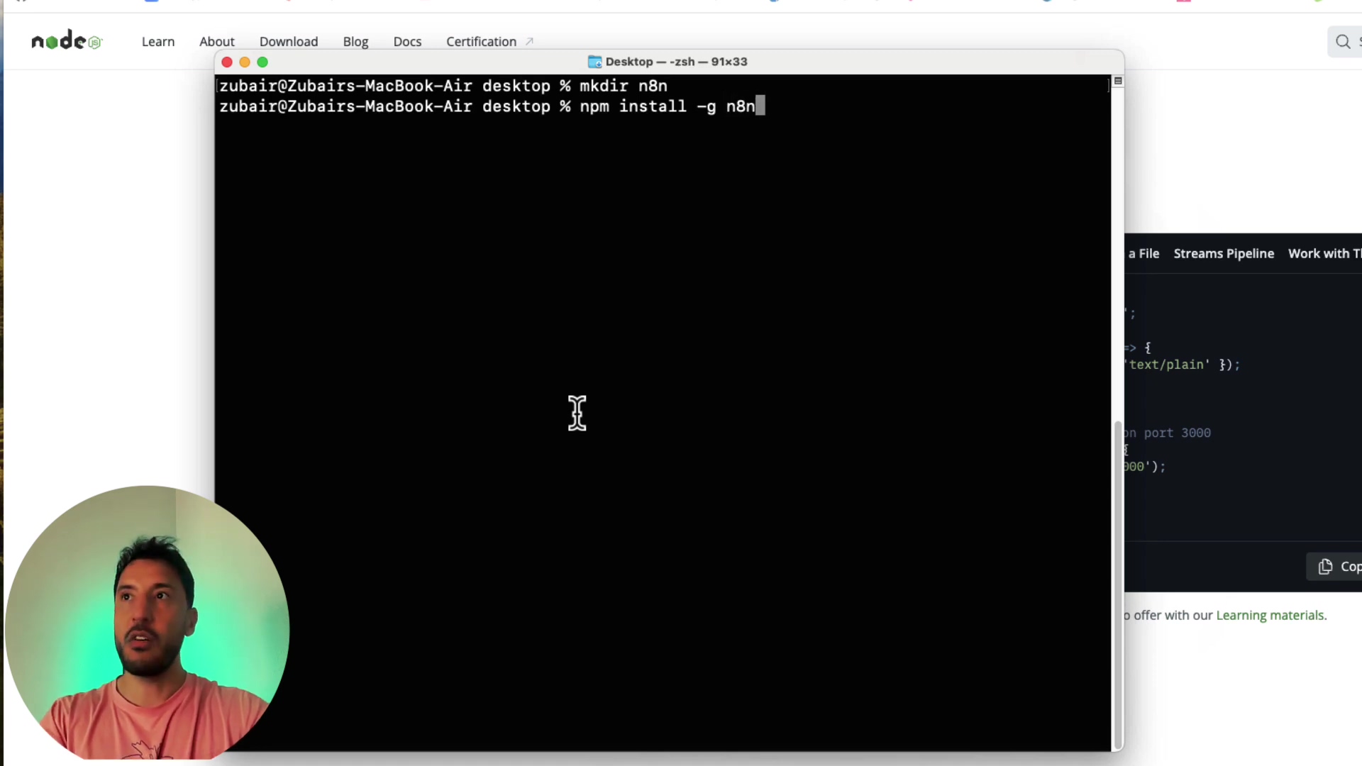 Terminal command for global n8n npm installation