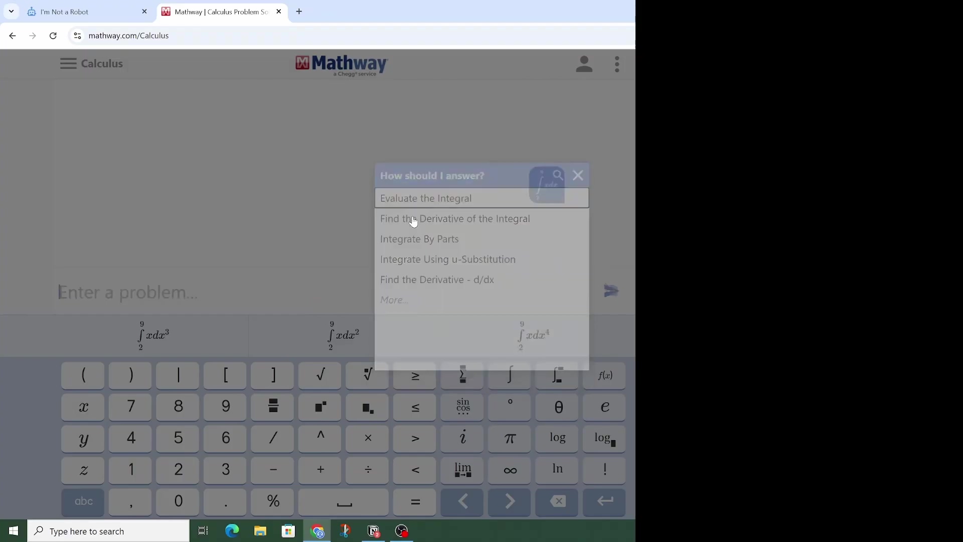 Mathway integral calculator interface