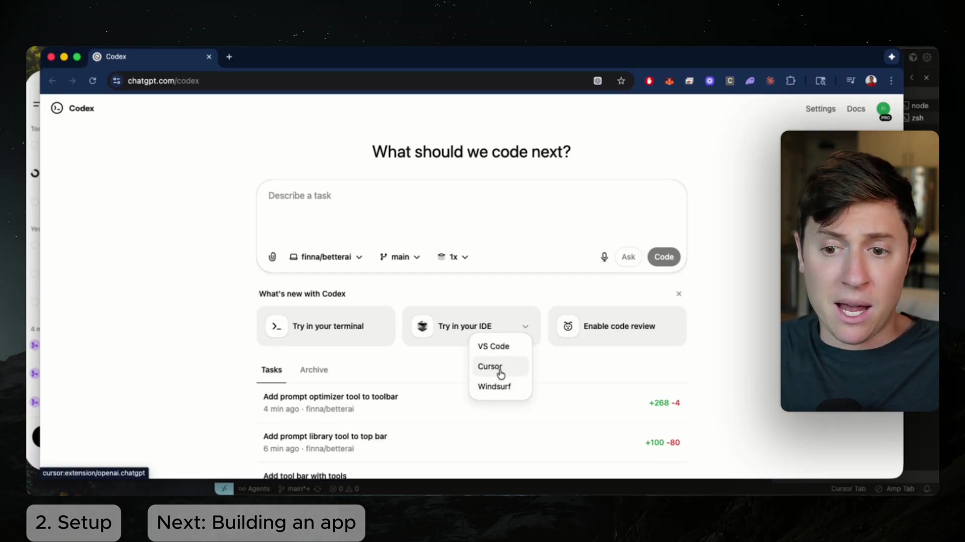 ChatGPT Codex web interface